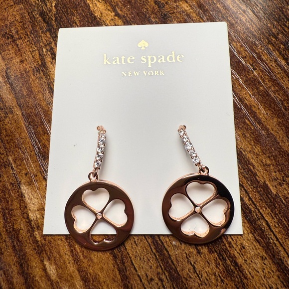 kate spade Jewelry - Kate Spade Rose Gold Clover Drop Earrings